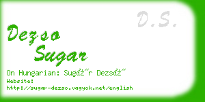 dezso sugar business card